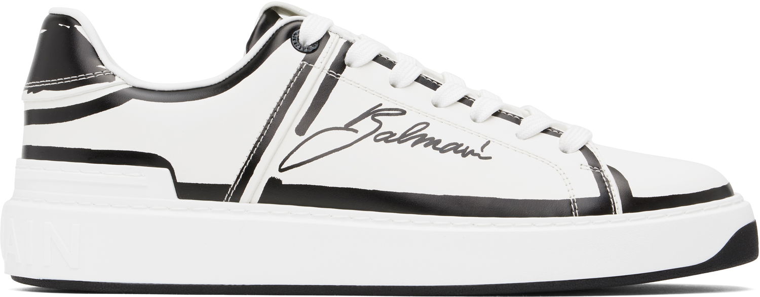 Sneakers och skor Balmain Balmain B-Court Printed Calfskin Vit | EM1VI288LCLP, 0