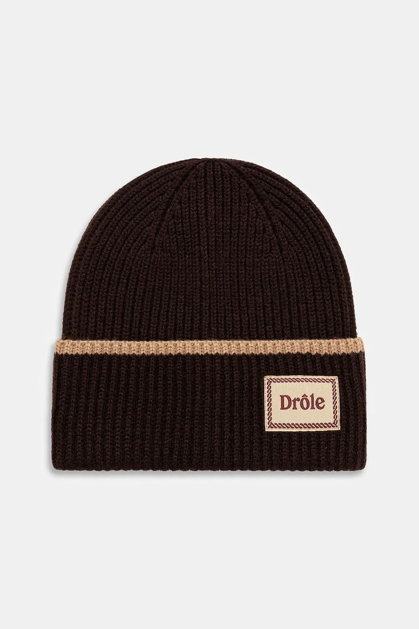 Mössa Drôle de Monsieur Drôle de Monsieur Le Bonnet Ribbed Knit Beanie Brun | I.BN104.WO007
