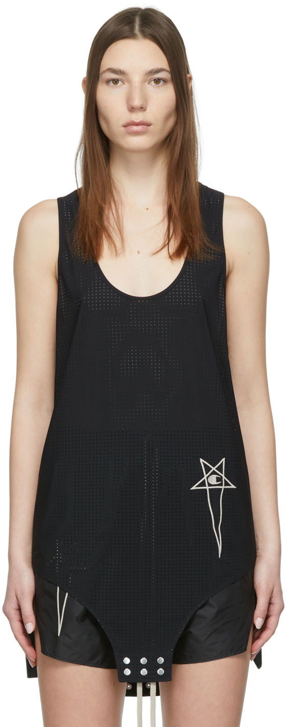 Linne Rick Owens Basketball Perforated Tank Top Svart | CW01B5379 CHNET