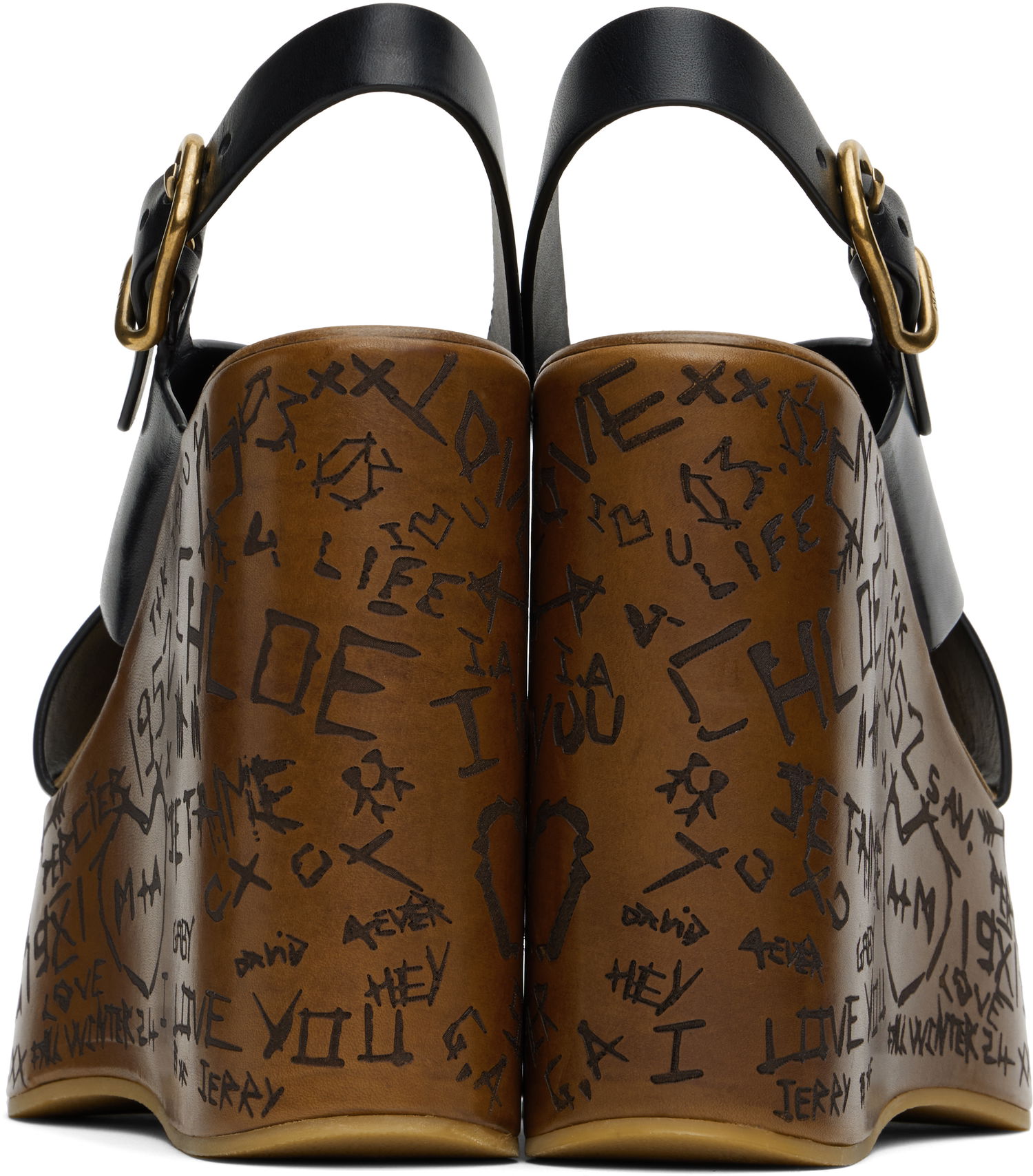 Sneakers och skor CHLOÉ Maxime Graffiti Print Wedge Sandals Svart | CHC24A02YLU, 1