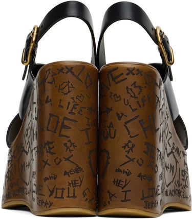 Sneakers och skor CHLOÉ Maxime Graffiti Print Wedge Sandals Svart | CHC24A02YLU, 1