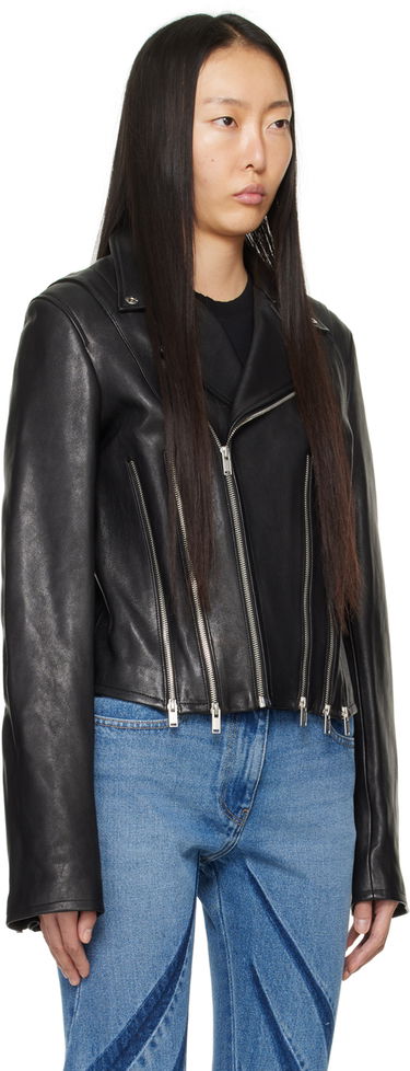 Jacka Dion Lee Cropped Leather Biker Jacket Svart | C4048P23, 1