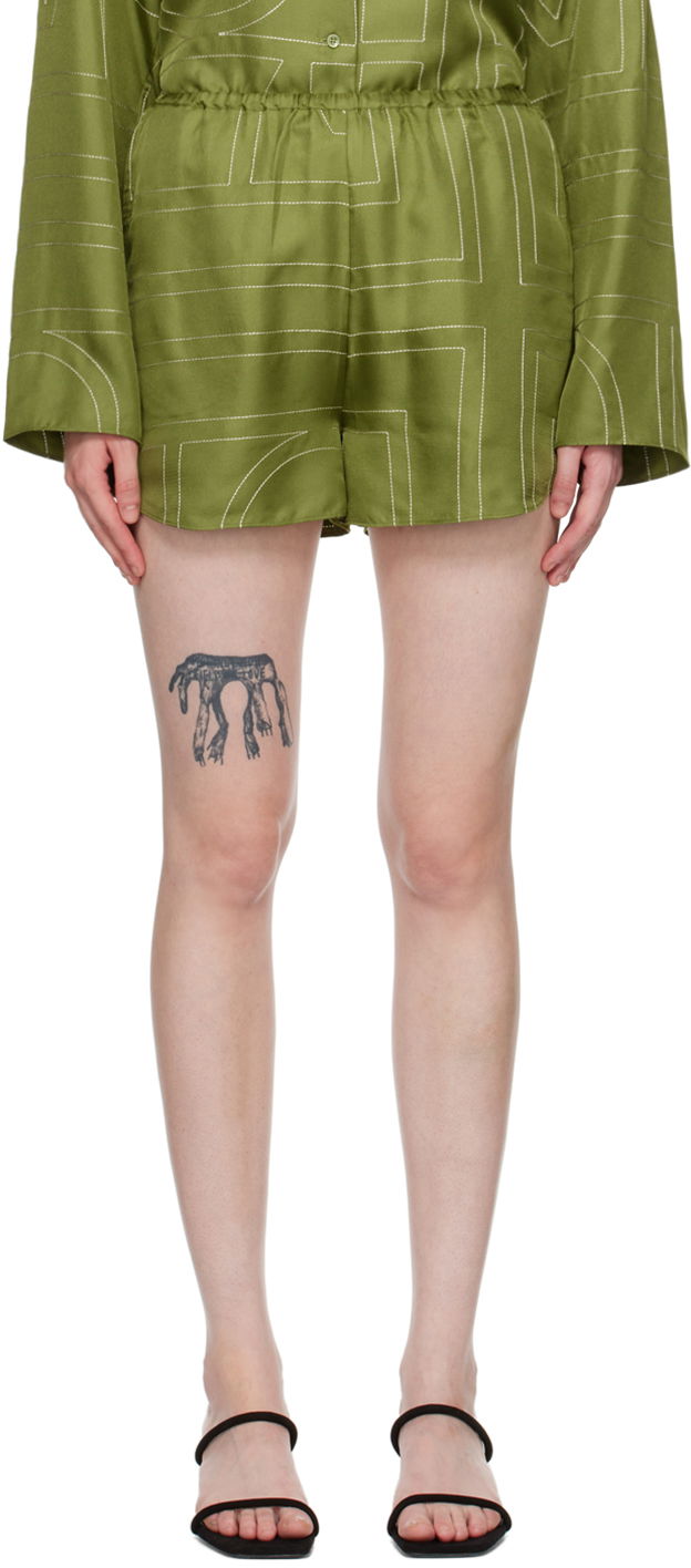 Shorts TOTEME TOTEME Monogram Shorts Grön | 241-WRB1141-FB0089