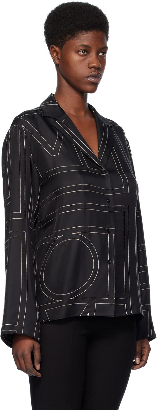 Skjorta TOTEME Monogram Satin Shirt Svart | 213-755-707, 1