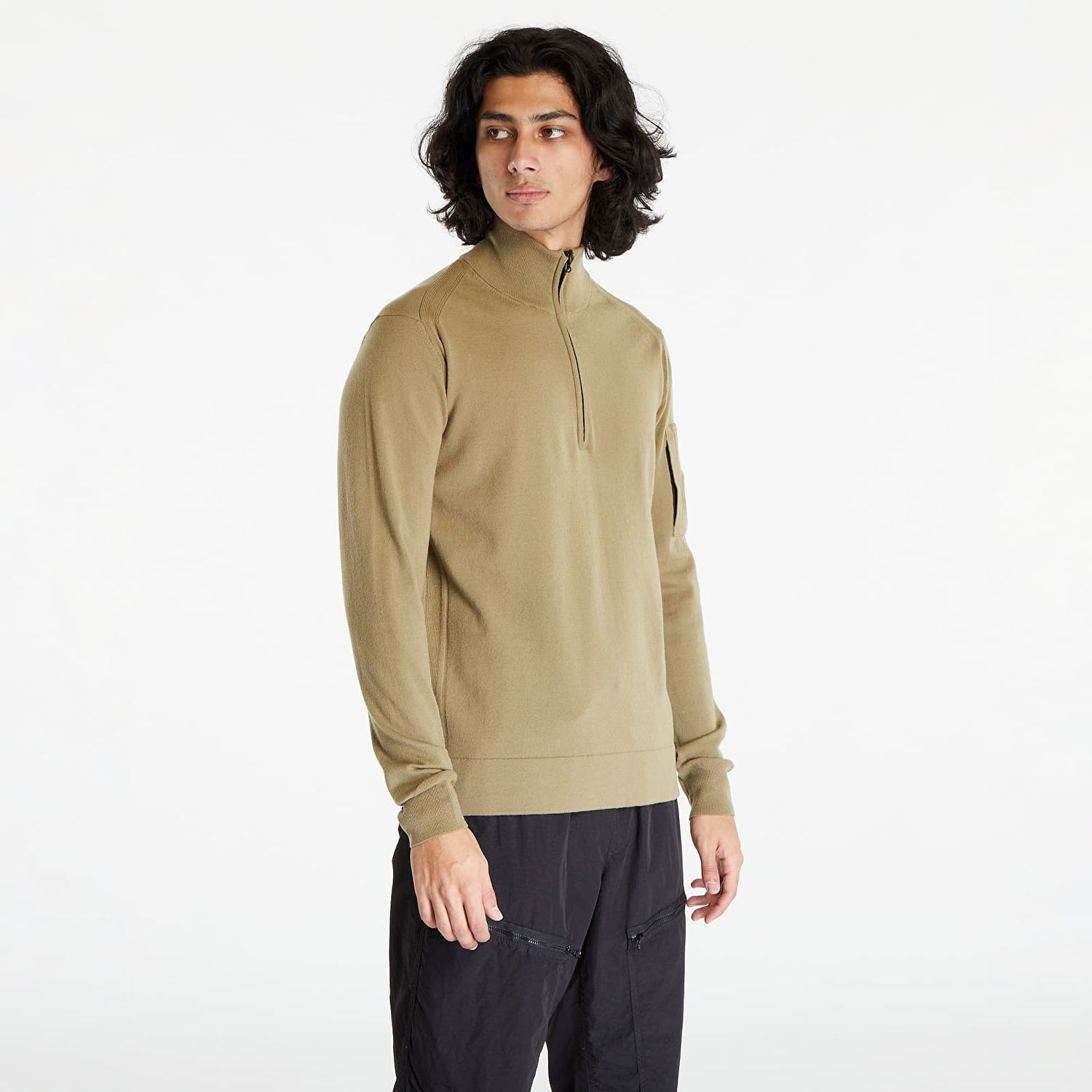 Sweatshirt C.P. Company Extafine Merino Wool Zipped Crewneck Beige | 15CMKN073A005528A-335, 0