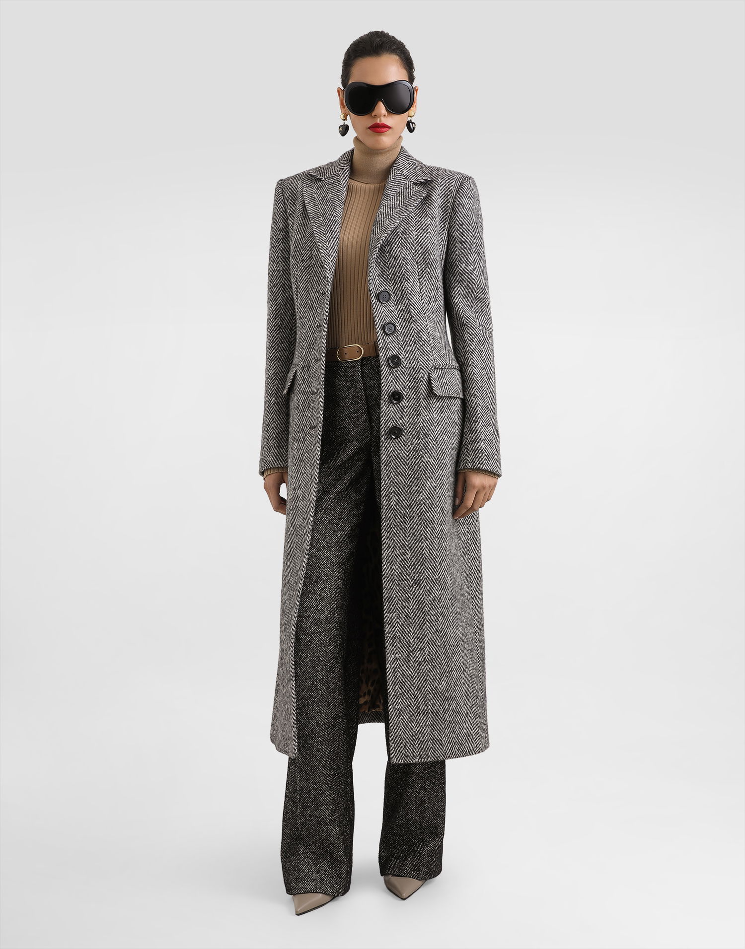Byxor Dolce & Gabbana Dolce & Gabbana Stretch Wool Chevron Trousers Svart | FTC31TFCBAJS8030, 1
