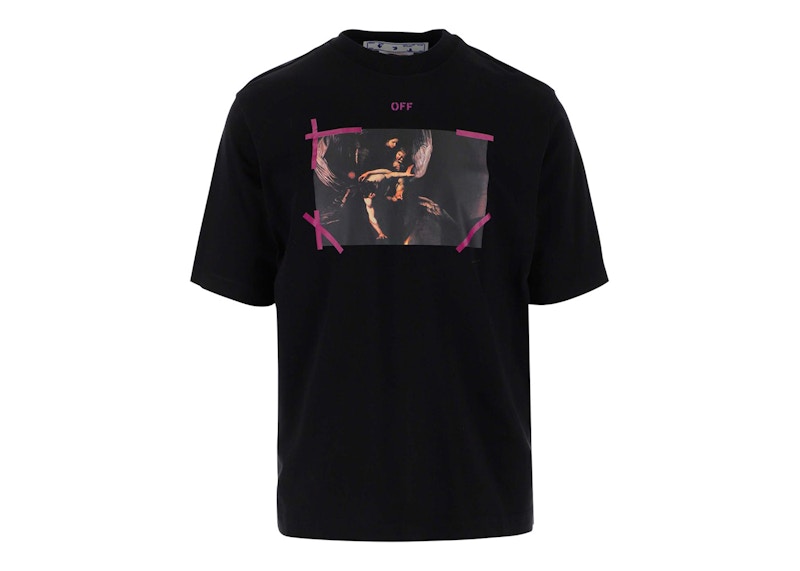 T-shirt Off-White Arrow Caravaggio Mercy Tee Black/Purple/Multi Svart | OMAA119S23JER0011036