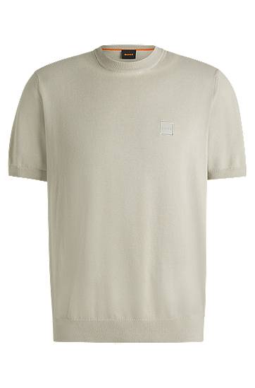 Sweater BOSS Cotton-Cashmere Knit T-Shirt Beige | 50538267
