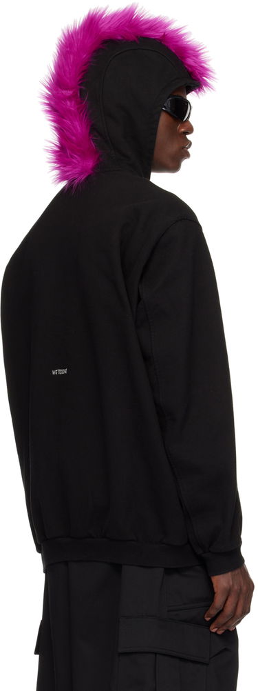 Sweatshirt We11done We11done Zip-Up Faux-Fur Hoodie Svart | WD-TJ1-24-884-U-BK, 2