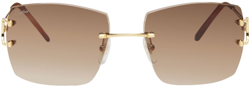 Solglasögon Cartier Rectangular Sunglasses Beige | CT0009RS