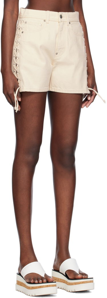 Shorts Stella McCartney Stella McCartney Lace-Up Denim Shorts Beige | 6D02823SPH73, 1