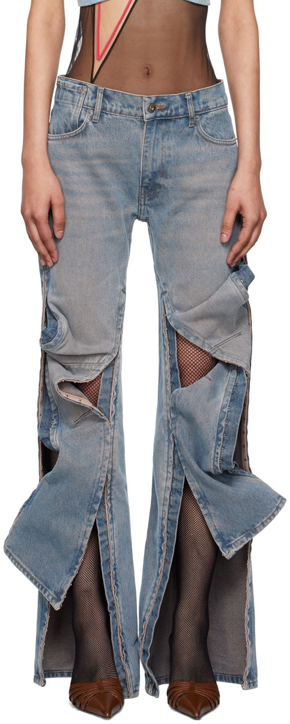 Jeans Y/PROJECT Blue Hook-Eye Jeans Blå | 107PA002