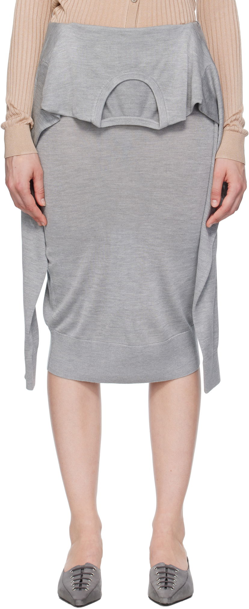 Kjol Acne Studios Acne Studios Layered Midi Skirt Grå | AF0527-