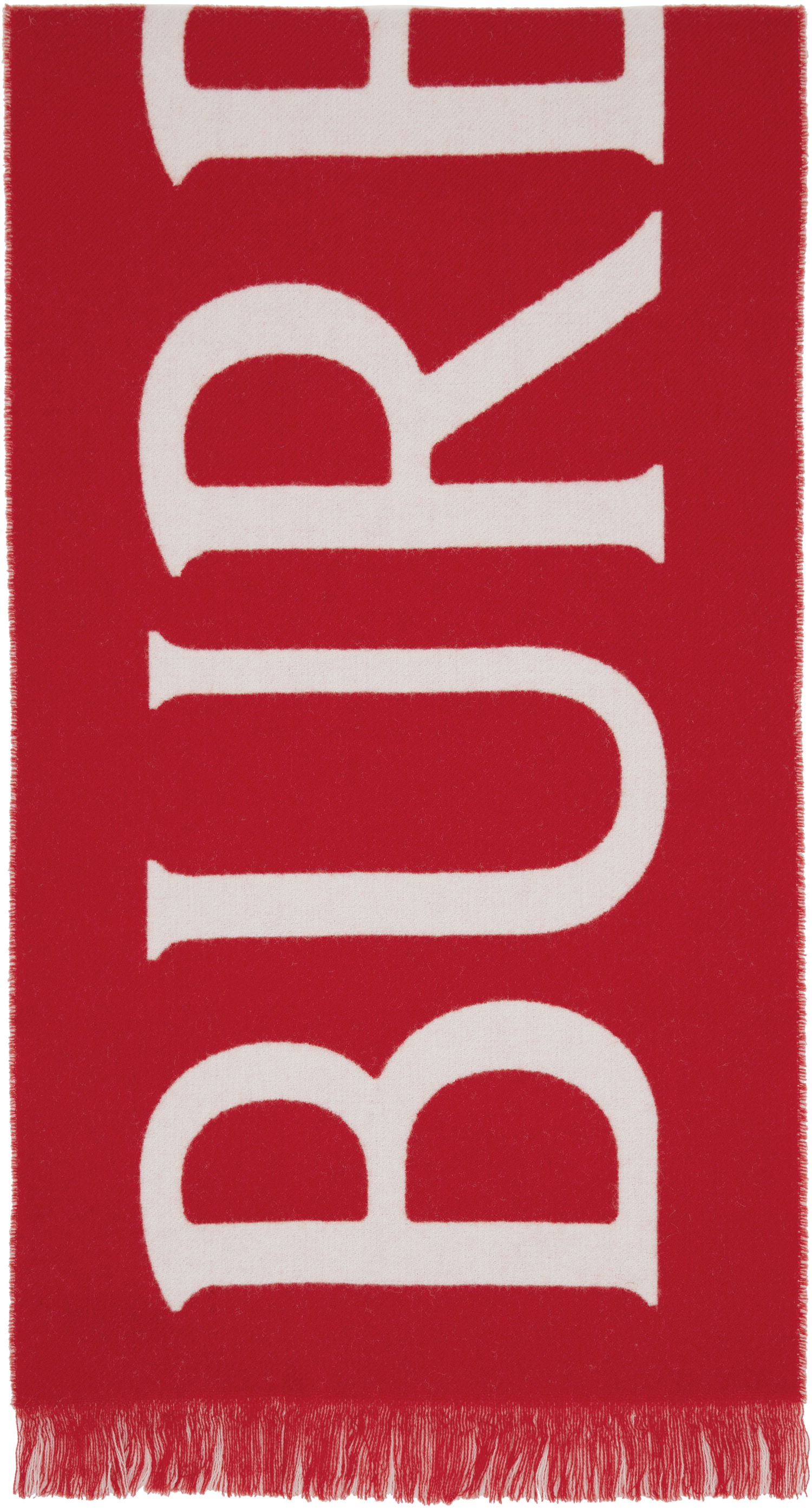 Halsduk Burberry Burberry Logo Wool Scarf Röd | 8109564, 0
