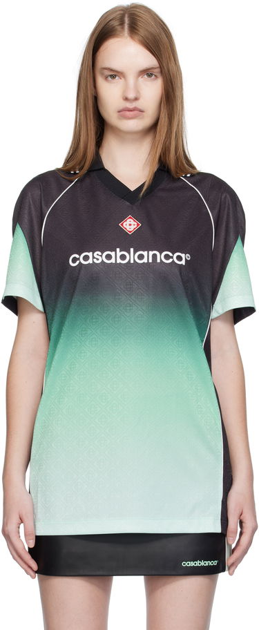 T-shirt Casablanca Casablanca Gradient Monogram Jacquard Football T-shirt Grön | U-WPF25-JTP-375-01, 0