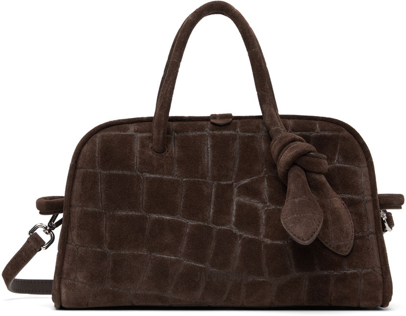 Handväska Jacquemus Jacquemus Small Turismo Suede Croc-Embossed Bag Brun | 25E251BA416-3243