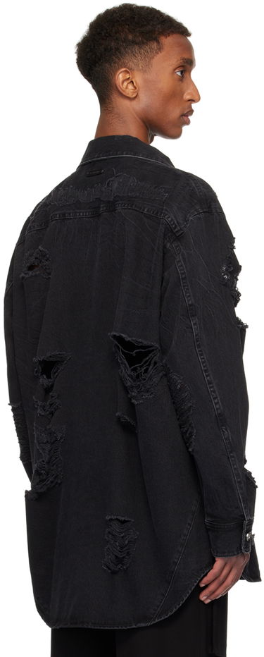 Skjorta Helmut Lang Helmut Lang Apex Distressed Denim Shirt Svart | O06DM103, 2
