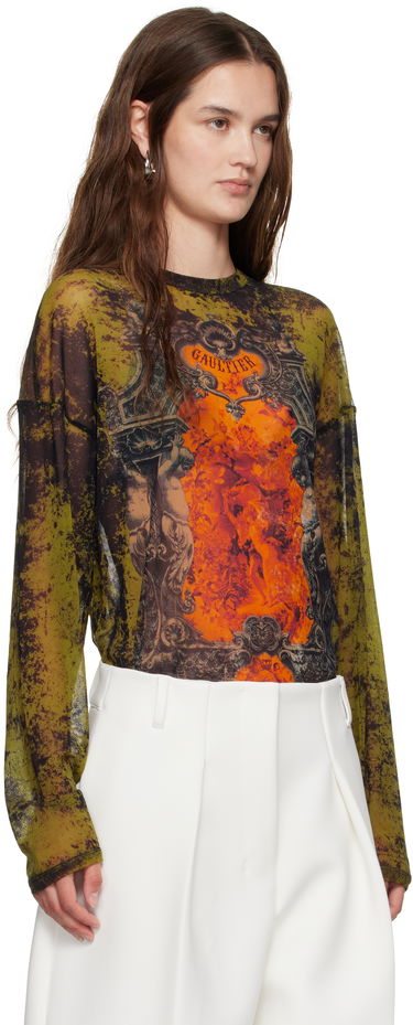 T-shirt Jean Paul Gaultier Jean Paul Gaultier Oversized Medallion Graphic Top Grön | 25/03-W-TO340-M006P-004115, 1
