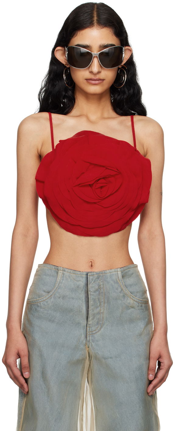 Crop top Blumarine Blumarine Rose Tank Top Röd | P444C084A