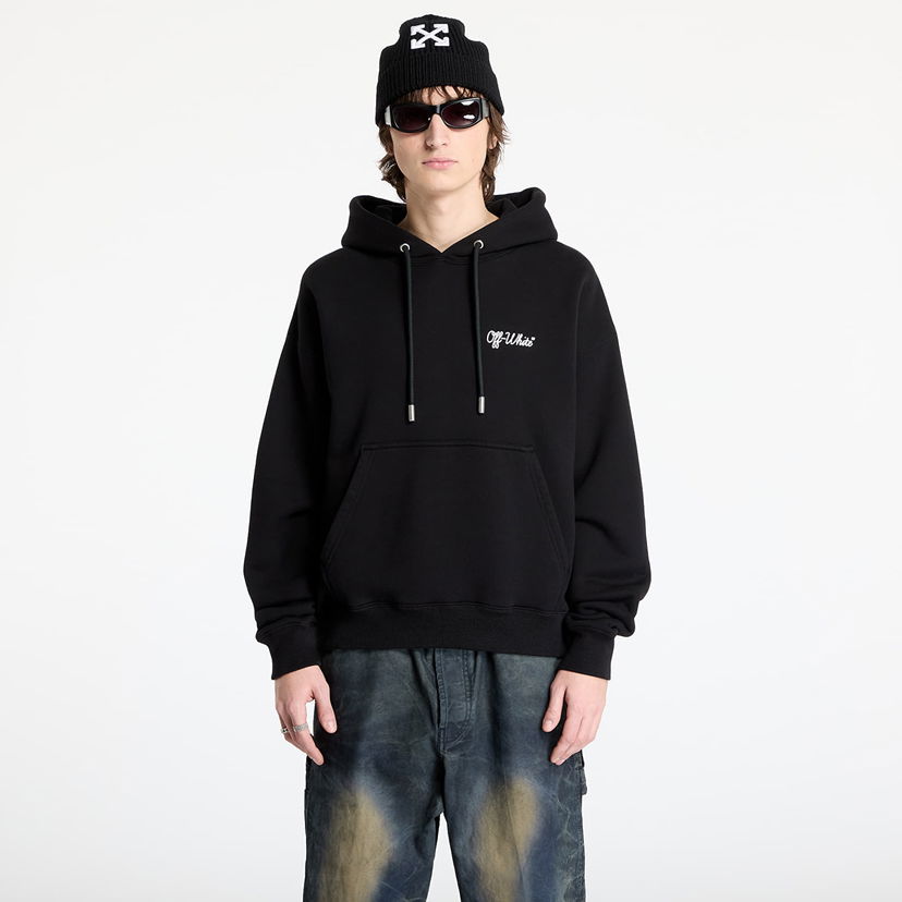 Sweatshirt Off-White Script Skate Black Hoodie Svart | OMBB085C99FLE0191001