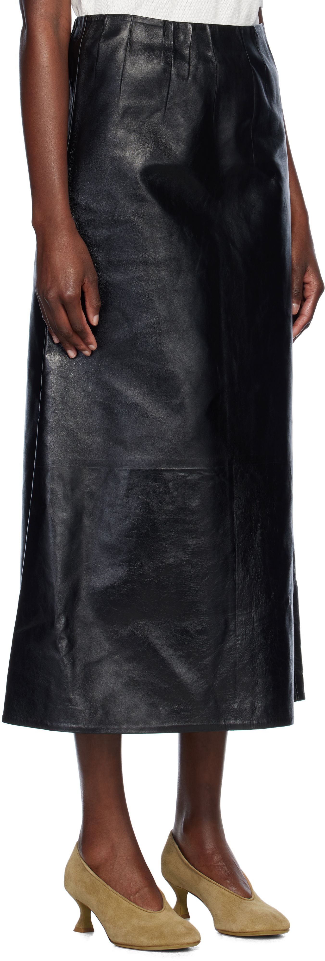 Kjol Marni Marni A-Line Leather Maxi Skirt Svart | GOMX0729S0 ULA760, 1