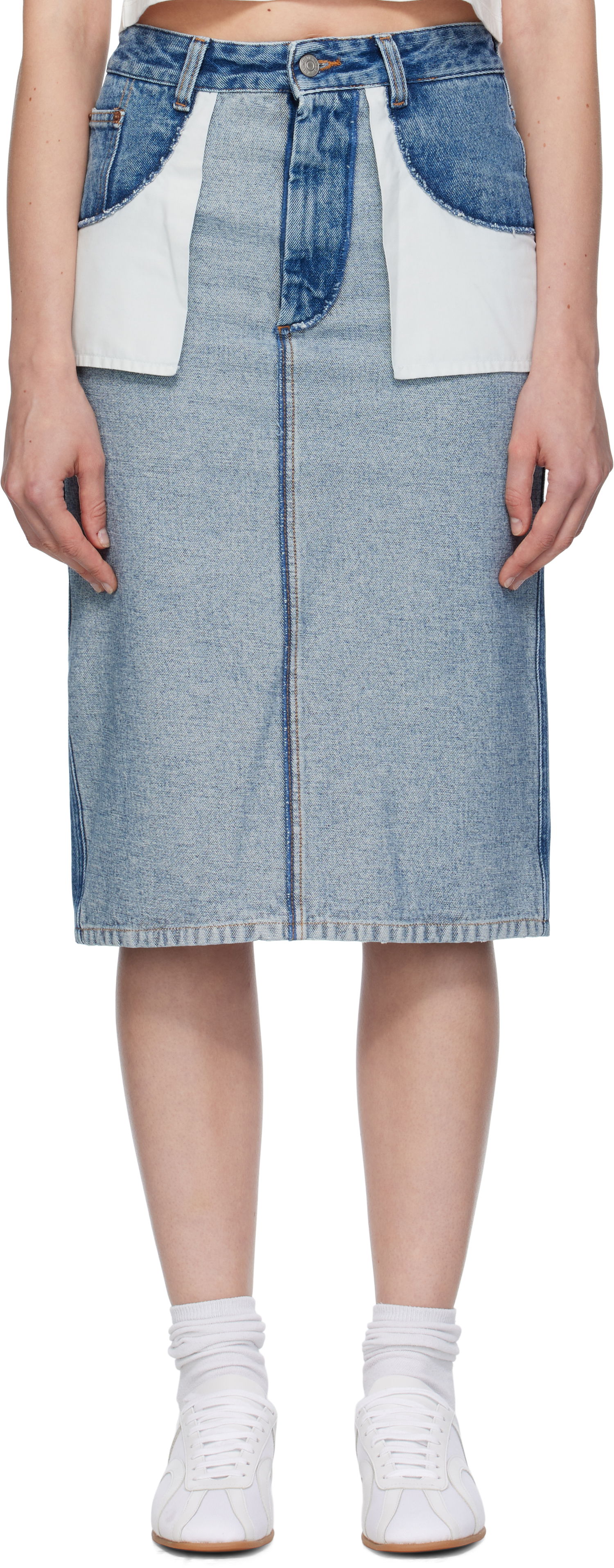 Kjol Maison Margiela MM6 Maison Margiela Faded Denim Midi Skirt Blå | S52ME0024 M30018, 0