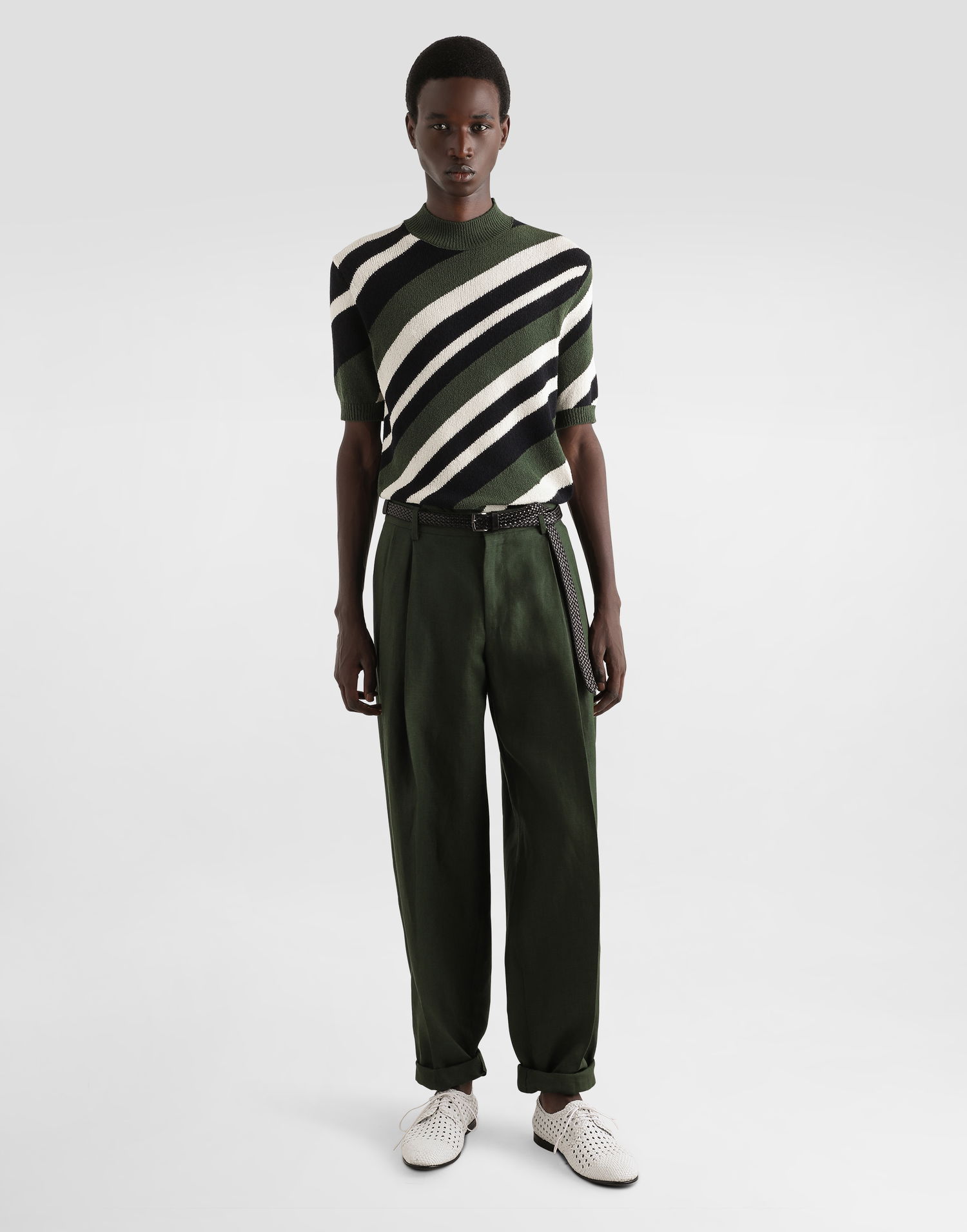 Sweater Dolce & Gabbana Dolce & Gabbana Striped Mock-Turtleneck Sweater Grön | GXW54TJFMMSV9647, 1