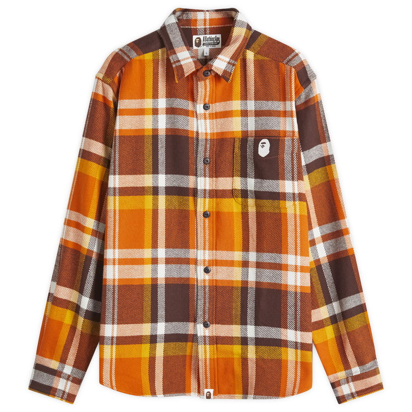 Skjorta BAPE Checked Overshirt Orange | 001SHK801004M-ORG