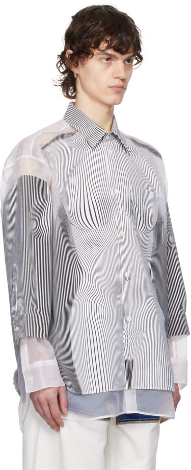 Skjorta Jean Paul Gaultier Jean Paul Gaultier Pinstripe Body Morphing Shirt Vit | 25/33-F-CH080I-C566-0001, 1