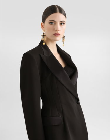 Jacka Dolce & Gabbana Dolce & Gabbana Double-breasted Wool Gabardine Tuxedo Jacket Svart | F297FTFU21EN0000, 3