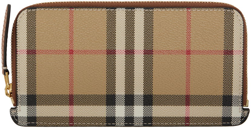 Plånbok Burberry Check Zip Card Holder Beige | 8073978