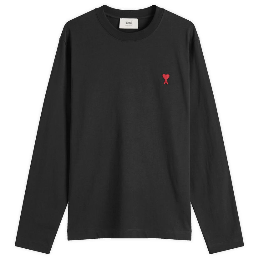 T-shirt AMI AMI Paris Small A Heart Long Sleeve T-Shirt, Size Large Svart | BFUTS235-724-001