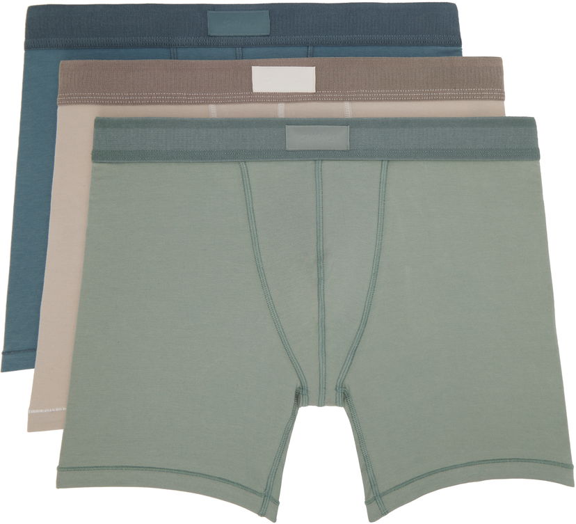 Boxare SKIMS SKIMS Cotton 5 Three-Pack Boxer Briefs Grön | BO-BBR-5635M-STONE MULTI