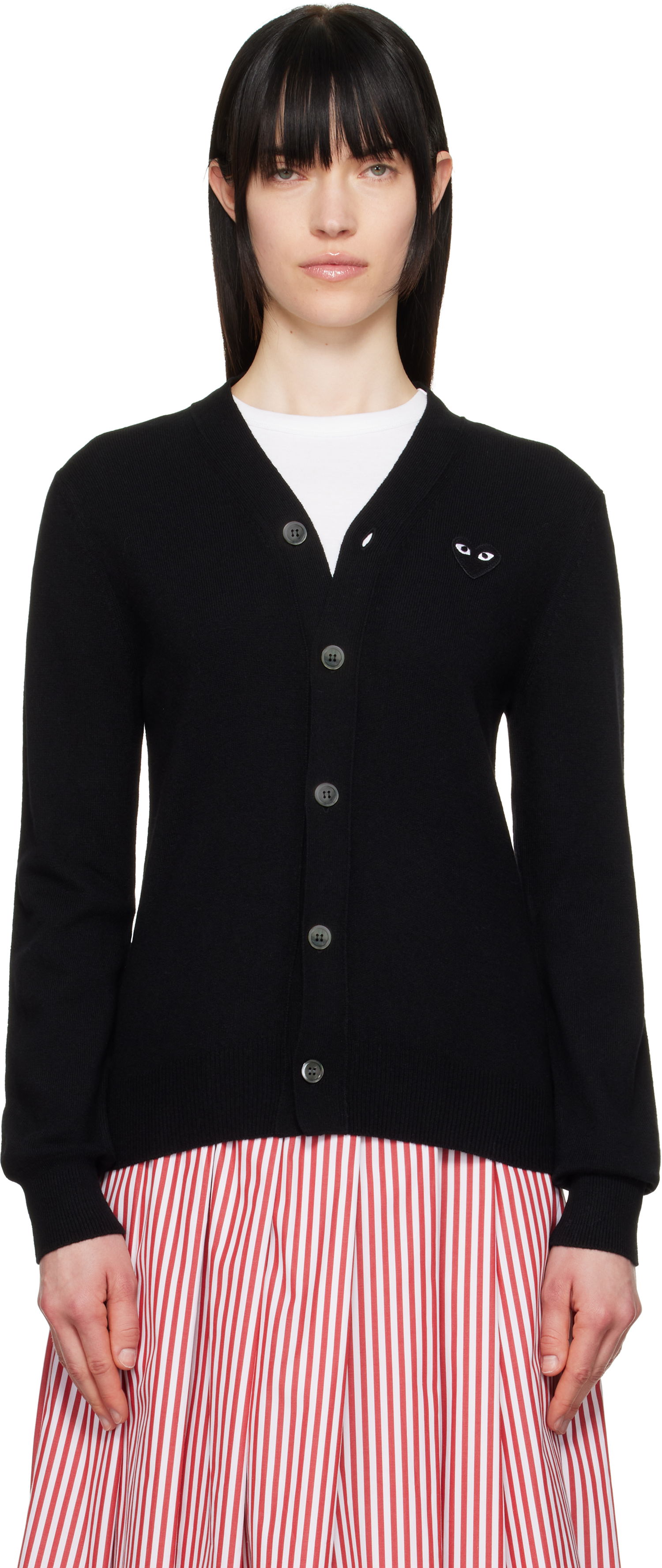 Sweater Comme des Garçons COMME des GARÇONS PLAY Heart Cardigan Svart | AX-N024-051, 0