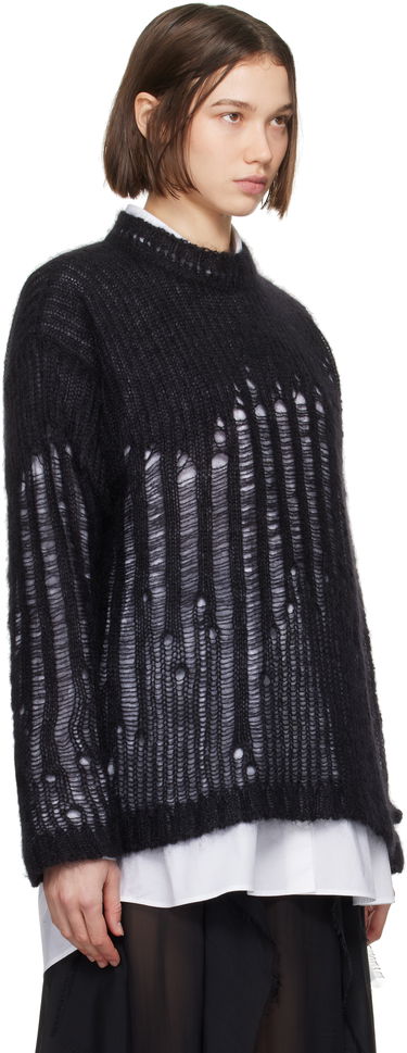 Sweater Ann Demeulemeester Ann Demeulemeester Rigmor Oversize Distressed Sweater Svart | 2402-W-KN09-KN044-099, 1