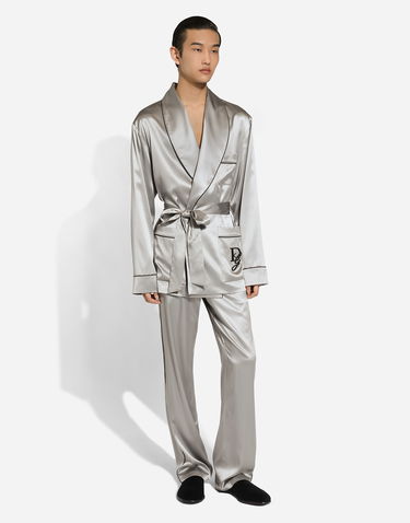 Pyjamas Dolce & Gabbana Silk Satin Robe Gray Grå | G2TQ4ZFU1AUN2613, 1