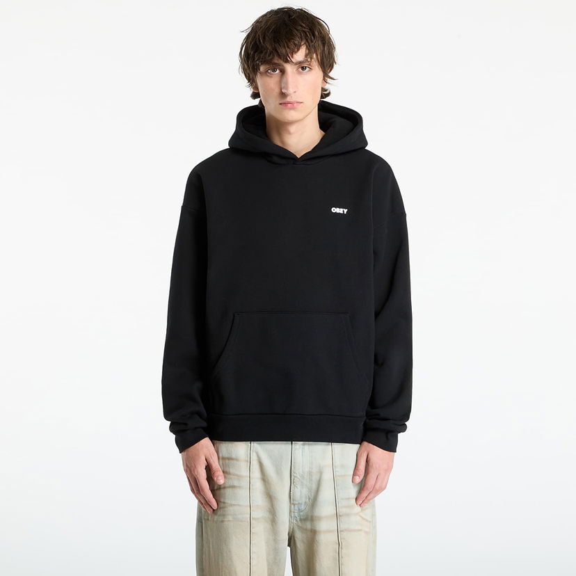 Sweatshirt OBEY Bold Star Extra Heavy Hood Black Svart | 112470224-BLK