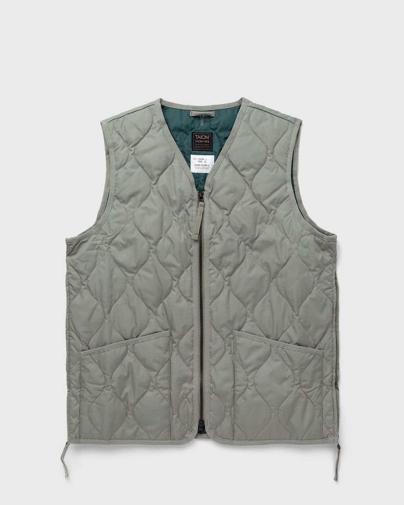 Väst TAION MILITARY ZIP V NECK DOWN VEST Grön | TAION-001ZML-1-GREEN