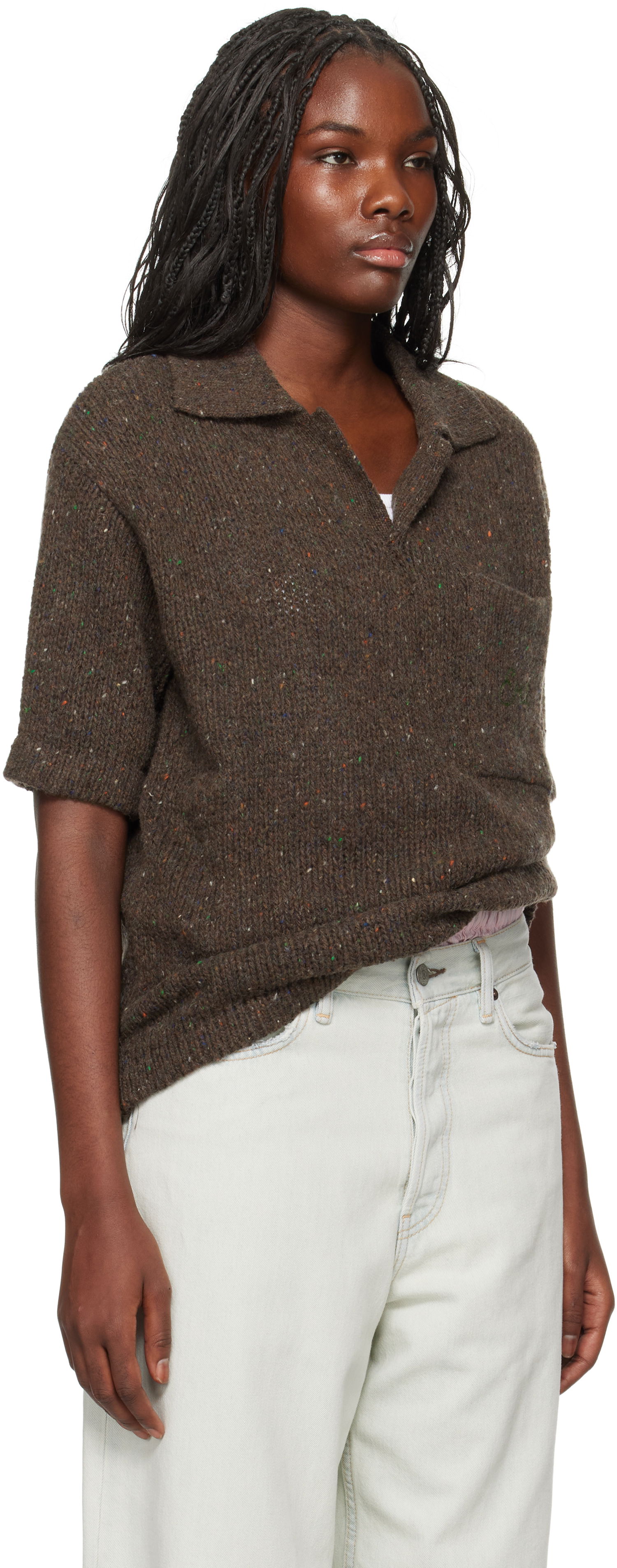 Polotröja ERL Wool Polo Shirt Brun | ERL09N002, 1