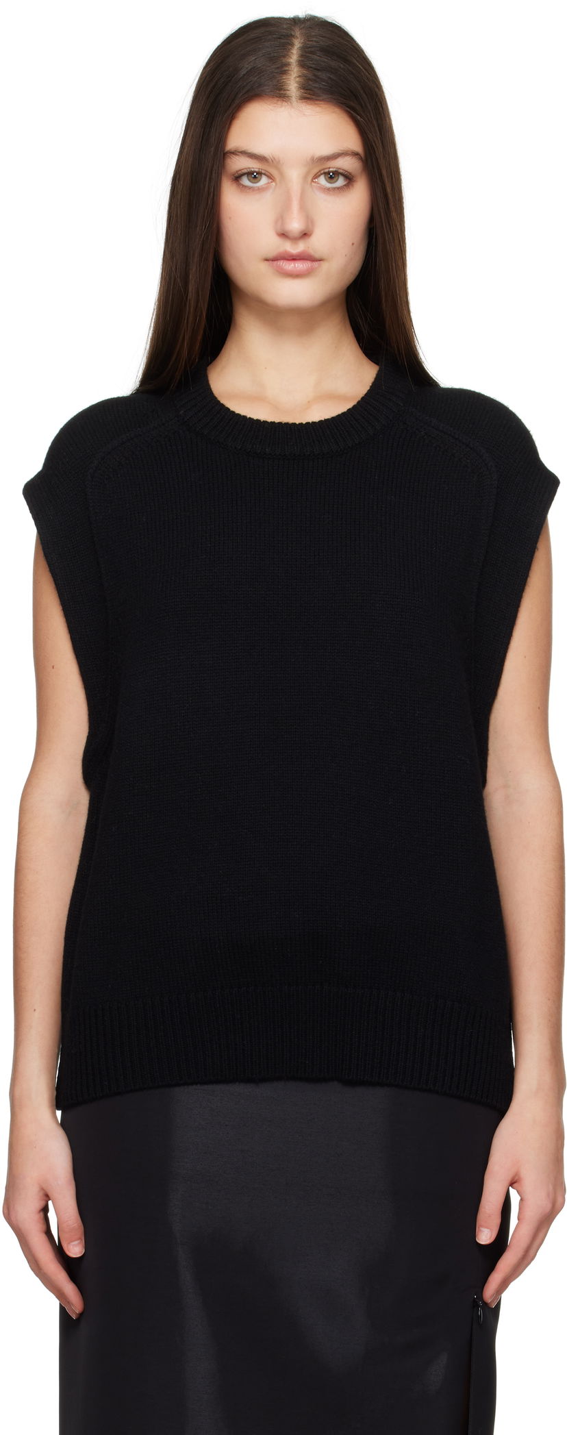 Sweater Loulou de Saison Loulou de Saison Mari Sleeveless Knit Top Svart | MARI