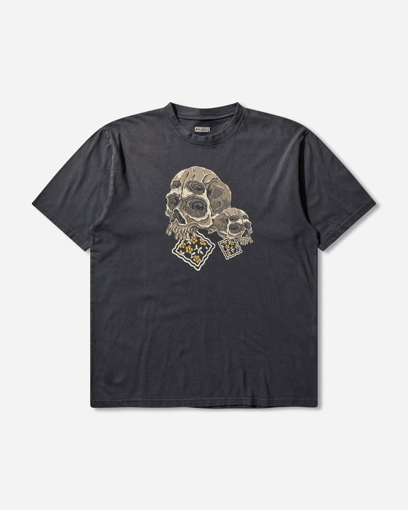 T-shirt KAPITAL Jersey Crew T-Shirt Peckish Rain Skull Svart | K2506SC233 BLACK