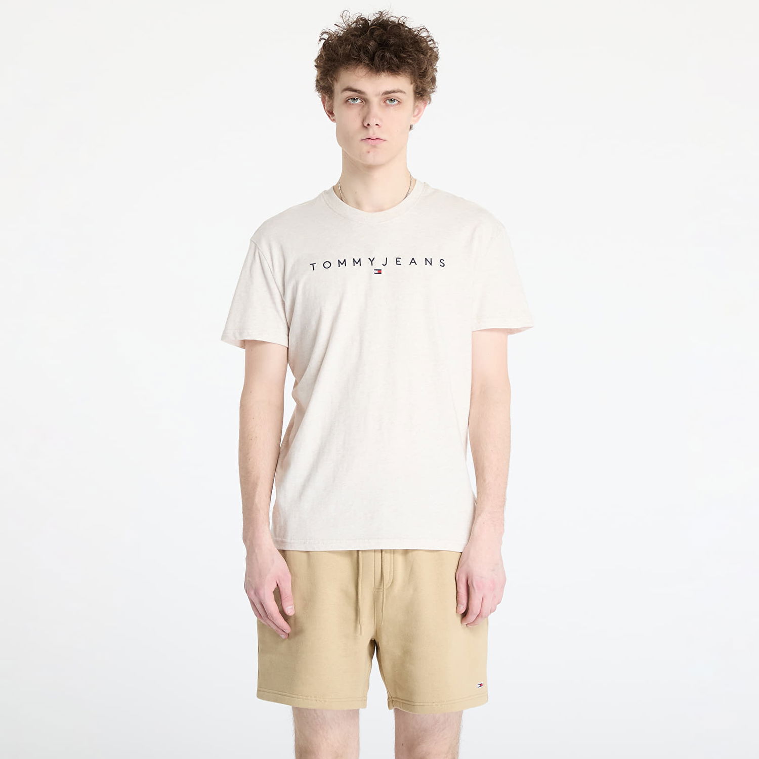 T-shirt Tommy Hilfiger Tommy Jeans Regular Linear Logo Tee Beige | DM0DM20744 AE3, 0
