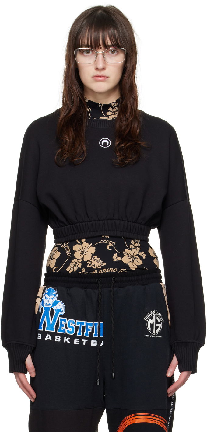Sweatshirt Marine Serre Cropped Sweatshirt Svart | WST012