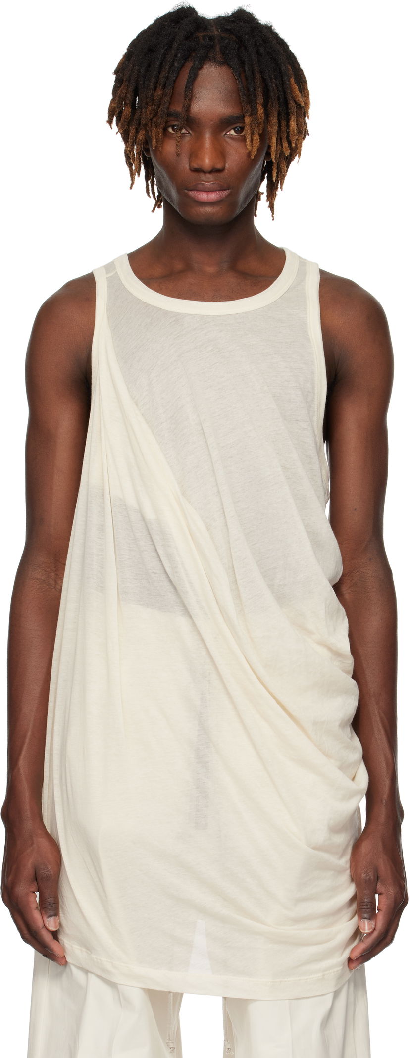 Linne Rick Owens Rick Owens Hollywood Anthem Draped Tank Top Vit | RU01E5152 UC