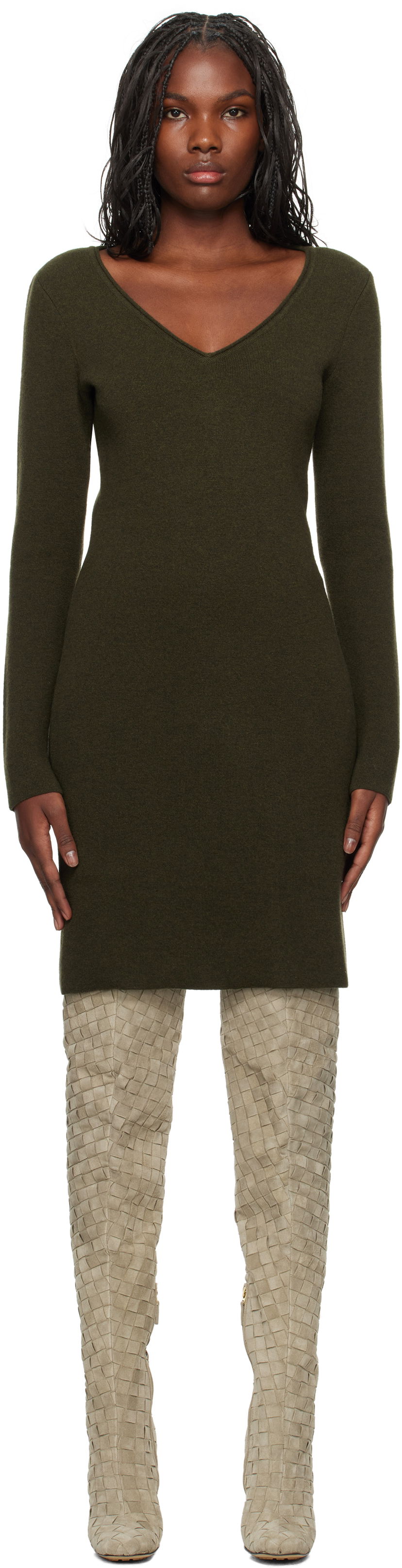 Klä FERRAGAMO Knitted Mini Dress Grön | 777839