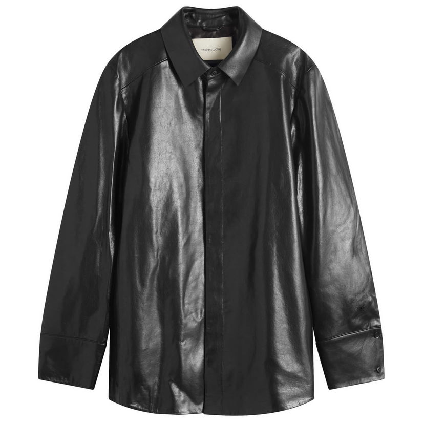 Skjorta Entire Studios Entire Studios Legacy Leather Shirt, Size Small Svart | ESU-S25-13008-BL