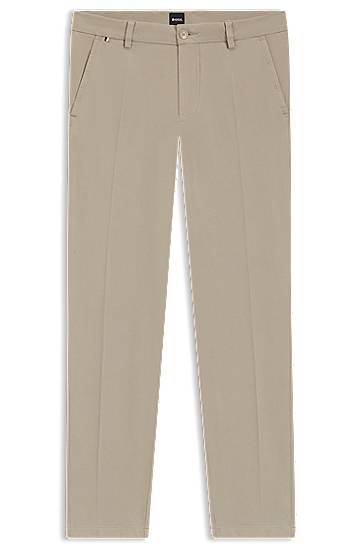 Byxor BOSS Slim-Fit Stretch Cotton Trousers Beige | 50543315
