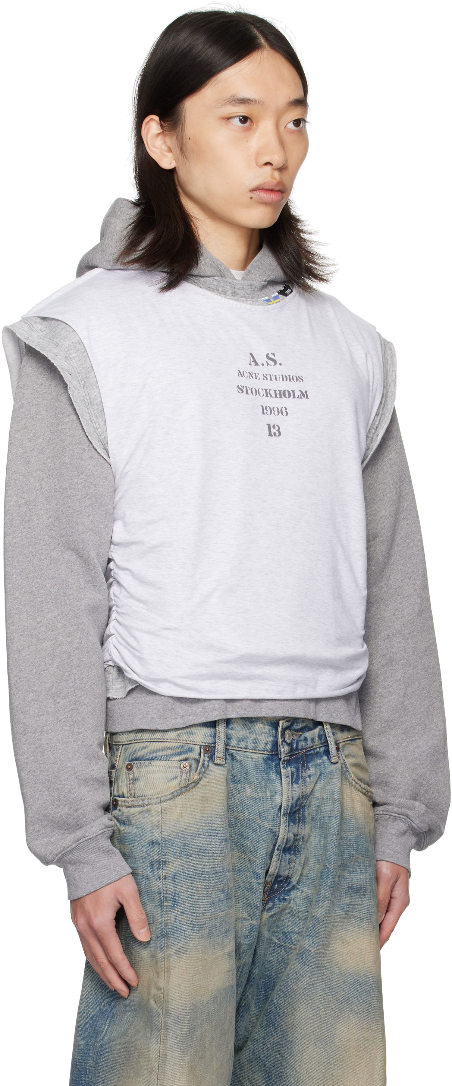 Sweatshirt Acne Studios Acne Studios Layered Hoodie Grå | BI0216-, 1