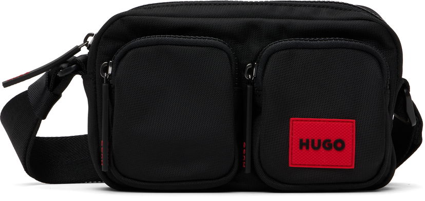 Axelväska BOSS Logo Patch Two-Pocket Crossbody Bag Svart | 50547771