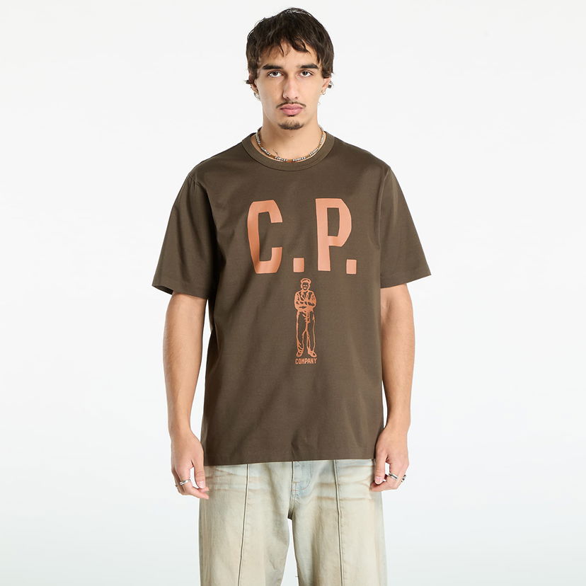 T-shirt C.P. Company Mercerized 30/2 Jersey Twisted Short Sleeve Logo T-Shirt Ivy Green Grön | 19CMTS112A110301W-683